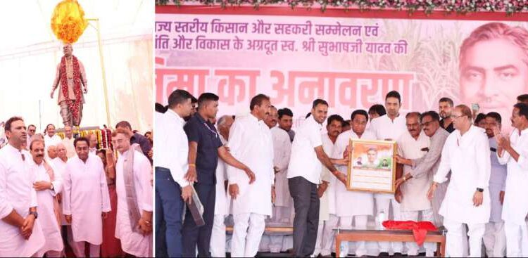 सरवरदेवला गॉव में पूर्व उपमुख्यमंत्री स्व. सुभाष यादव की प्रतिमा का हुआ अनावरण